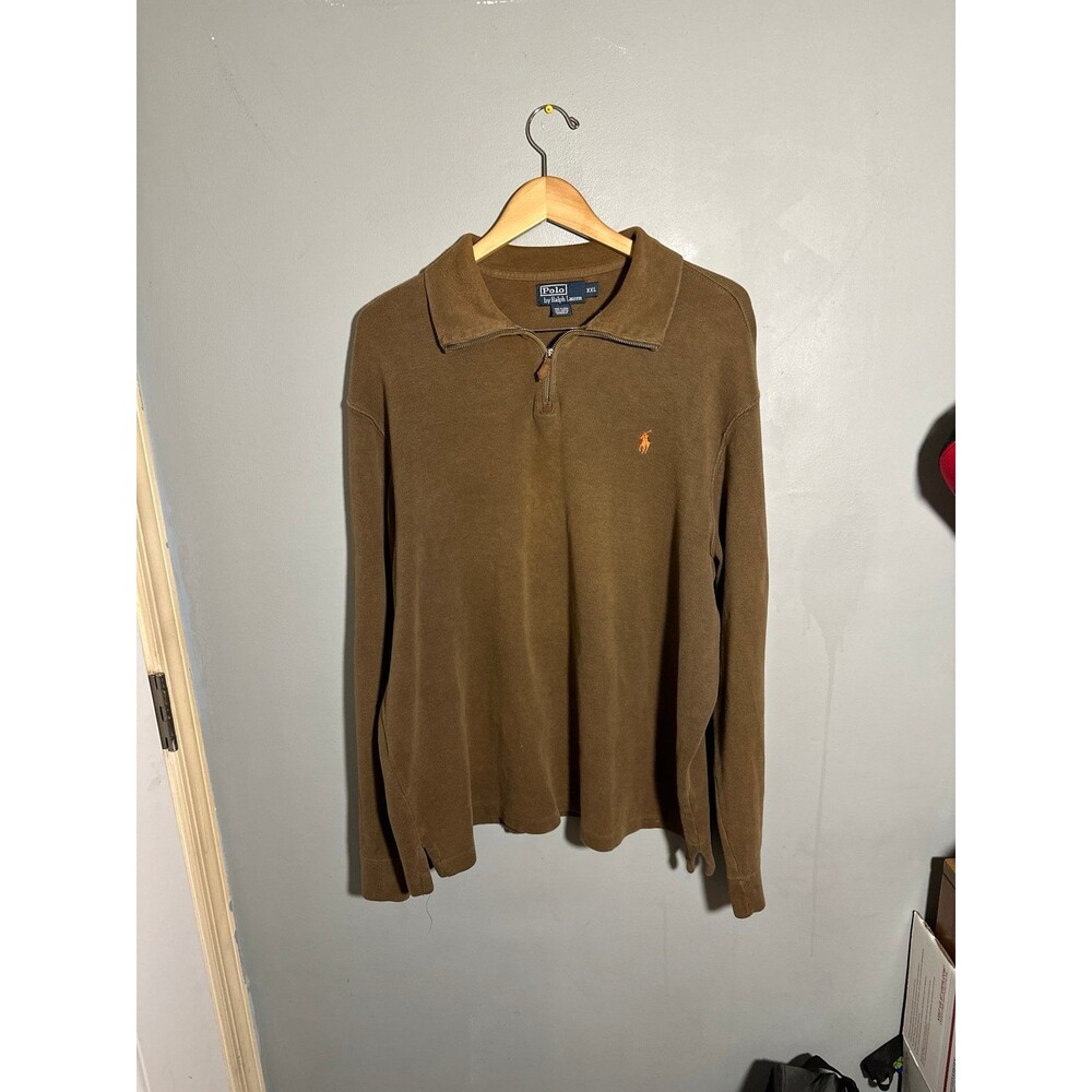 Polo Ralph Lauren Sweatshirt Mens XXL Green 1/4 Zip Pullover